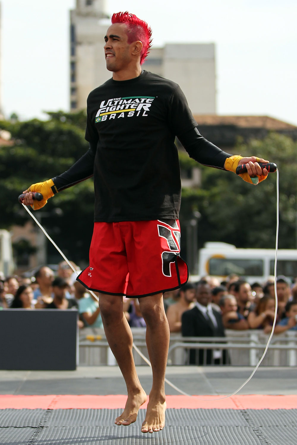 BELO HORIZONTE, BRAZIL - JUNE 20:   Godofredo Pepey works out for the fans and media during the UFC 147 open workouts at Praca da Estacao on June 20, 2012 in Belo Horizonte, Brazil.  (Photo by Josh Hedges/Zuffa LLC/Zuffa LLC via Getty Images)