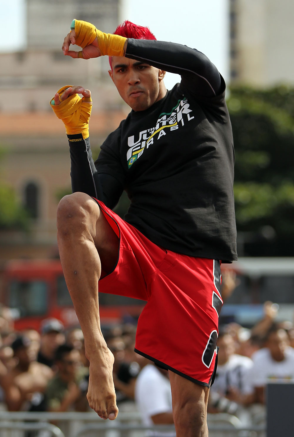 BELO HORIZONTE, BRAZIL - JUNE 20:   Godofredo Pepey works out for the fans and media during the UFC 147 open workouts at Praca da Estacao on June 20, 2012 in Belo Horizonte, Brazil.  (Photo by Josh Hedges/Zuffa LLC/Zuffa LLC via Getty Images)