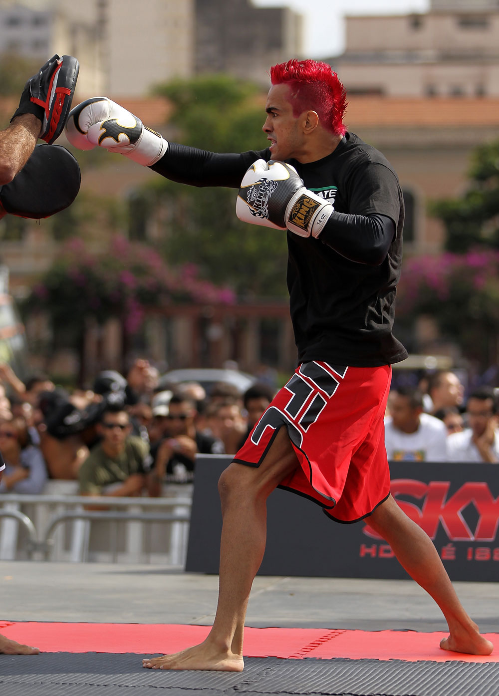 BELO HORIZONTE, BRAZIL - JUNE 20:   Godofredo Pepey works out for the fans and media during the UFC 147 open workouts at Praca da Estacao on June 20, 2012 in Belo Horizonte, Brazil.  (Photo by Josh Hedges/Zuffa LLC/Zuffa LLC via Getty Images)