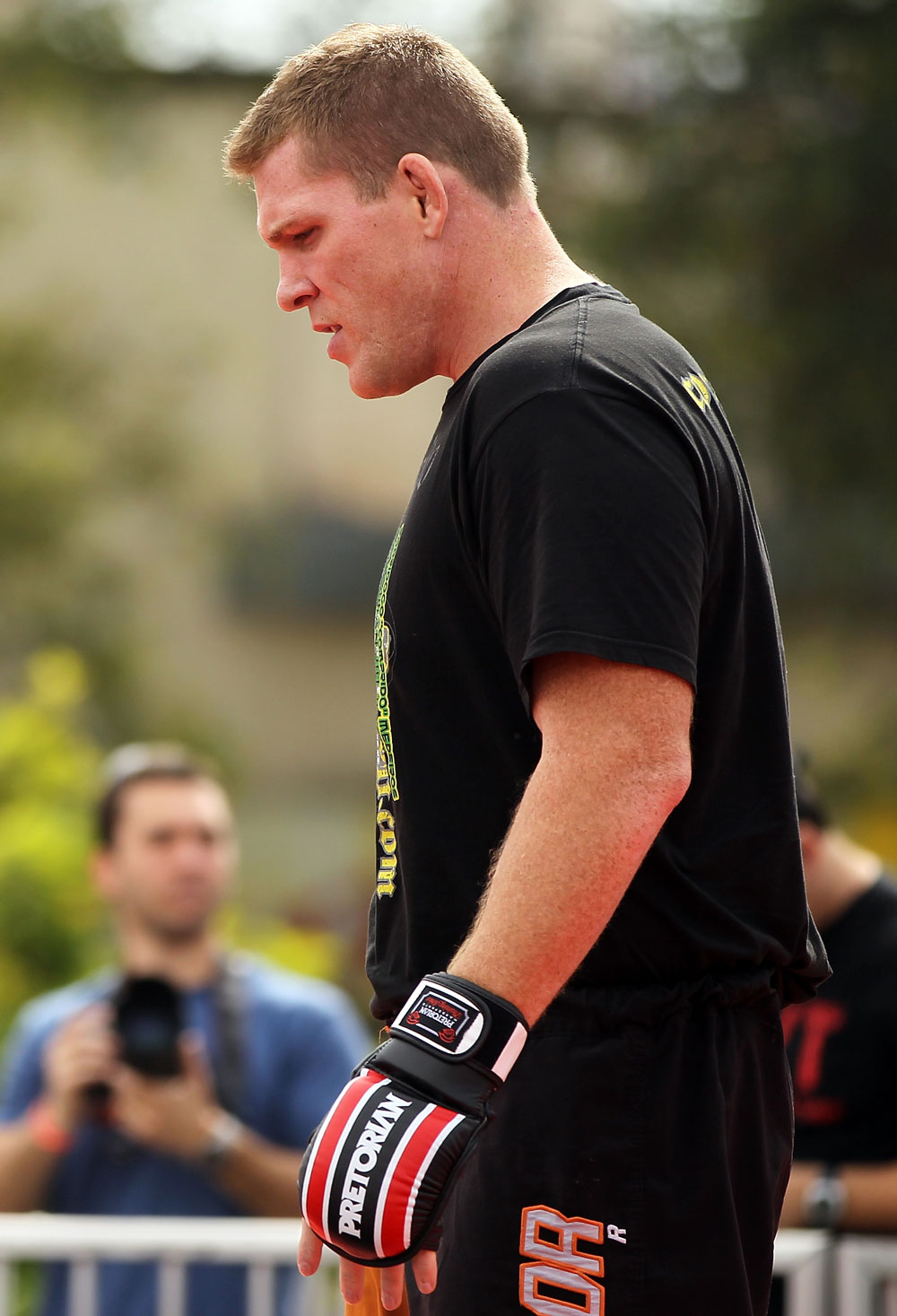 BELO HORIZONTE, BRAZIL - JUNE 20:   Mike Russow works out for the fans and media during the UFC 147 open workouts at Praca da Estacao on June 20, 2012 in Belo Horizonte, Brazil.  (Photo by Josh Hedges/Zuffa LLC/Zuffa LLC via Getty Images)