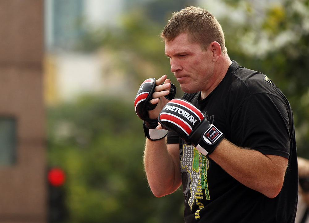 BELO HORIZONTE, BRAZIL - JUNE 20:   Mike Russow works out for the fans and media during the UFC 147 open workouts at Praca da Estacao on June 20, 2012 in Belo Horizonte, Brazil.  (Photo by Josh Hedges/Zuffa LLC/Zuffa LLC via Getty Images)