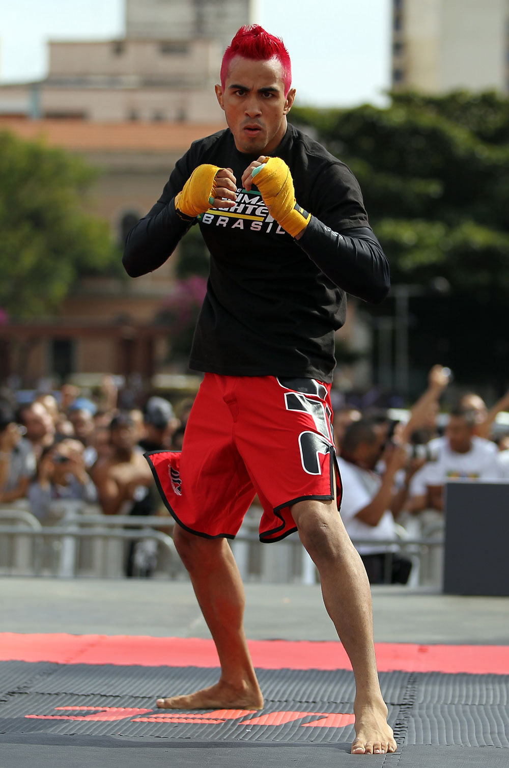 BELO HORIZONTE, BRAZIL - JUNE 20:   Godofredo Pepey works out for the fans and media during the UFC 147 open workouts at Praca da Estacao on June 20, 2012 in Belo Horizonte, Brazil.  (Photo by Josh Hedges/Zuffa LLC/Zuffa LLC via Getty Images)
