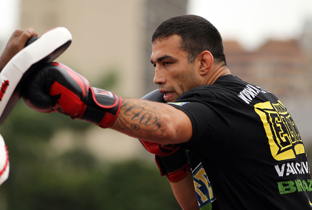 BELO HORIZONTE, BRAZIL - JUNE 20:   Fabricio Werdum works out for the fans and media during the UFC 147 open workouts at Praca da Estacao on June 20, 2012 in Belo Horizonte, Brazil.  (Photo by Josh Hedges/Zuffa LLC/Zuffa LLC via Getty Images)