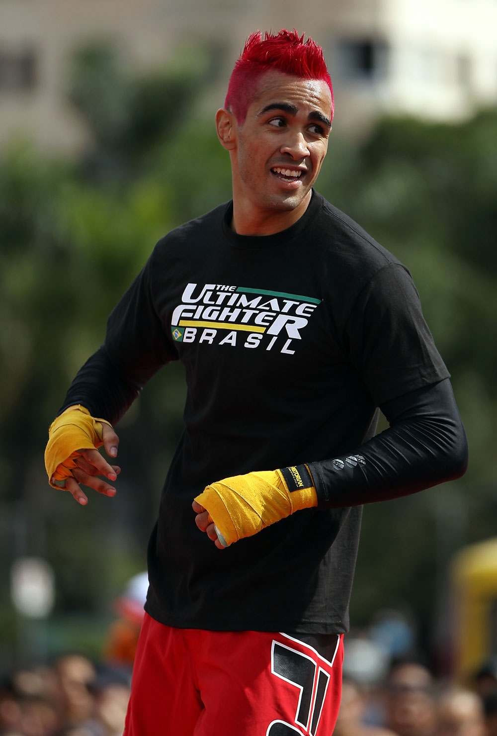 BELO HORIZONTE, BRAZIL - JUNE 20:   Godofredo Pepey works out for the fans and media during the UFC 147 open workouts at Praca da Estacao on June 20, 2012 in Belo Horizonte, Brazil.  (Photo by Josh Hedges/Zuffa LLC/Zuffa LLC via Getty Images)