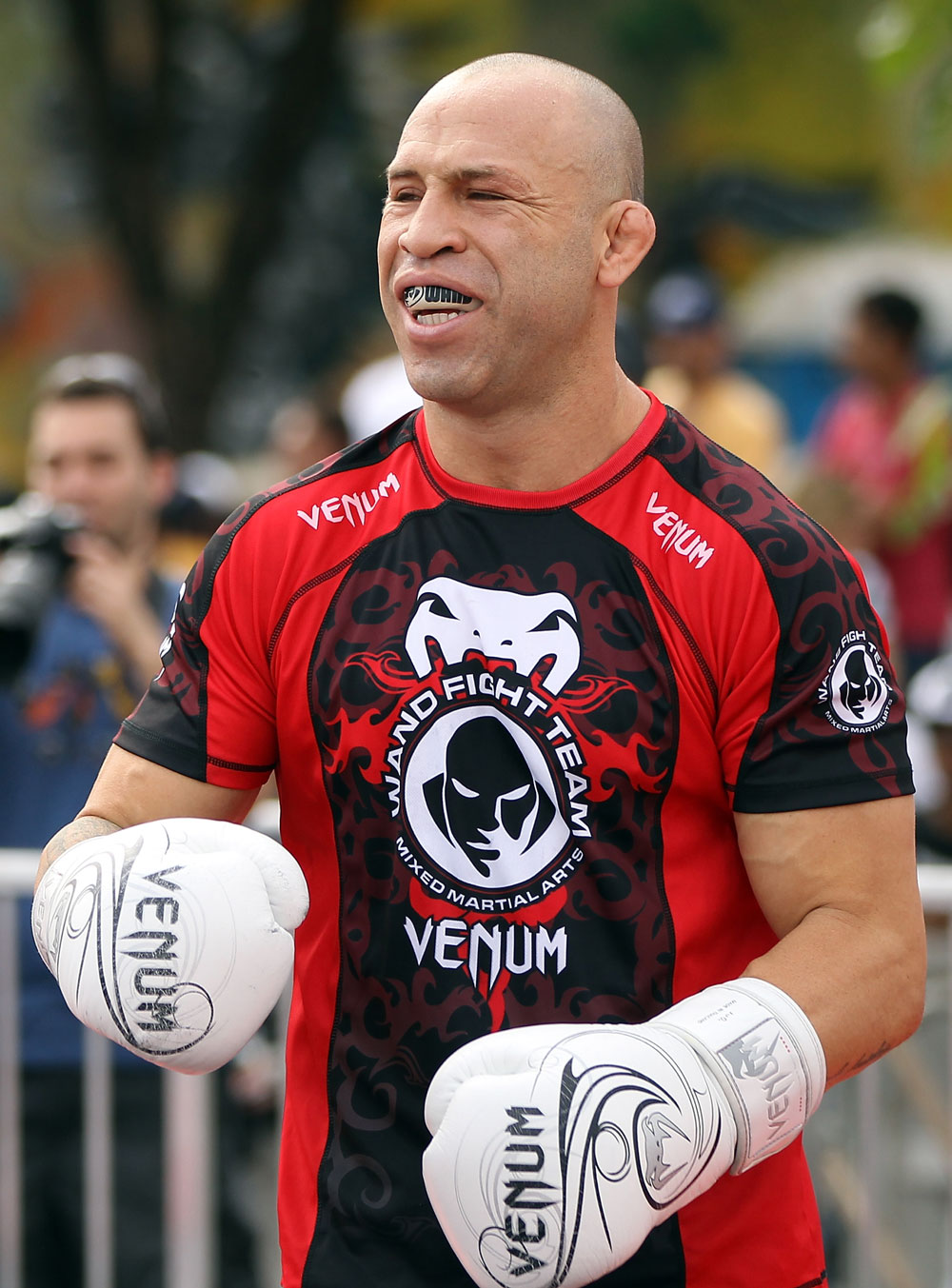 BELO HORIZONTE, BRAZIL - JUNE 20:   Wanderlei Silva works out for the fans and media during the UFC 147 open workouts at Praca da Estacao on June 20, 2012 in Belo Horizonte, Brazil.  (Photo by Josh Hedges/Zuffa LLC/Zuffa LLC via Getty Images)