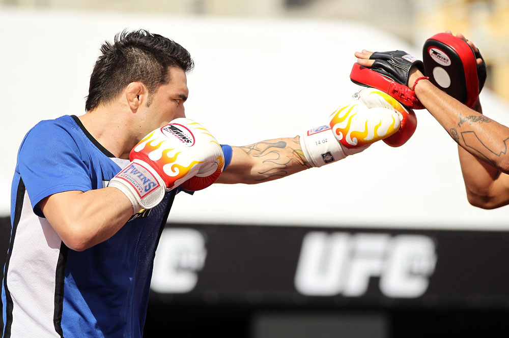 BELO HORIZONTE, BRAZIL - JUNE 20:   Rony Mariano Bezerra works out for the fans and media during the UFC 147 open workouts at Praca da Estacao on June 20, 2012 in Belo Horizonte, Brazil.  (Photo by Josh Hedges/Zuffa LLC/Zuffa LLC via Getty Images)