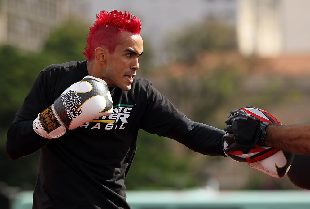 BELO HORIZONTE, BRAZIL - JUNE 20:   Godofredo Pepey works out for the fans and media during the UFC 147 open workouts at Praca da Estacao on June 20, 2012 in Belo Horizonte, Brazil.  (Photo by Josh Hedges/Zuffa LLC/Zuffa LLC via Getty Images)