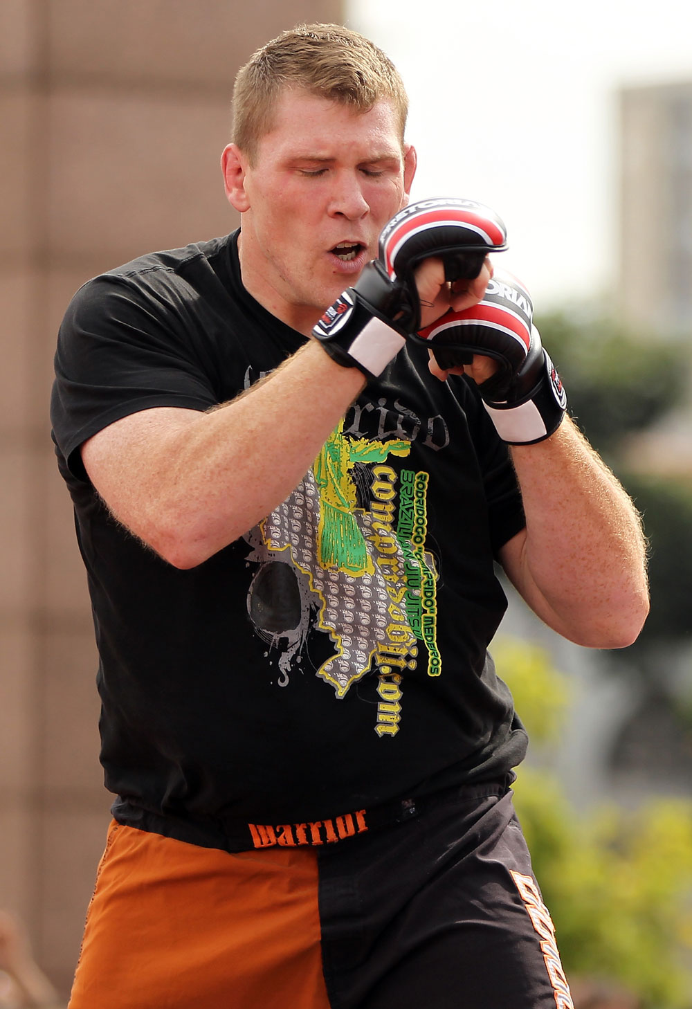 BELO HORIZONTE, BRAZIL - JUNE 20:   Mike Russow works out for the fans and media during the UFC 147 open workouts at Praca da Estacao on June 20, 2012 in Belo Horizonte, Brazil.  (Photo by Josh Hedges/Zuffa LLC/Zuffa LLC via Getty Images)