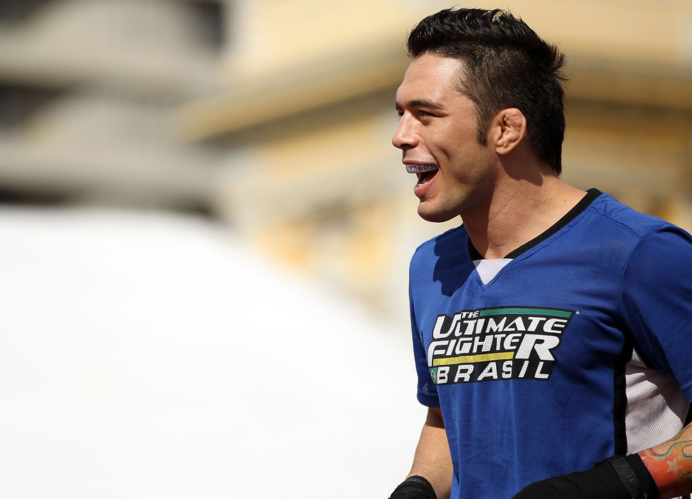 BELO HORIZONTE, BRAZIL - JUNE 20:   Rony Mariano Bezerra works out for the fans and media during the UFC 147 open workouts at Praca da Estacao on June 20, 2012 in Belo Horizonte, Brazil.  (Photo by Josh Hedges/Zuffa LLC/Zuffa LLC via Getty Images)