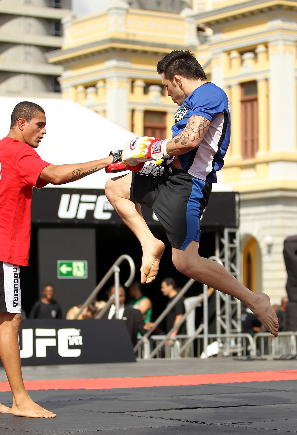 BELO HORIZONTE, BRAZIL - JUNE 20:   Rony Mariano Bezerra works out for the fans and media during the UFC 147 open workouts at Praca da Estacao on June 20, 2012 in Belo Horizonte, Brazil.  (Photo by Josh Hedges/Zuffa LLC/Zuffa LLC via Getty Images)