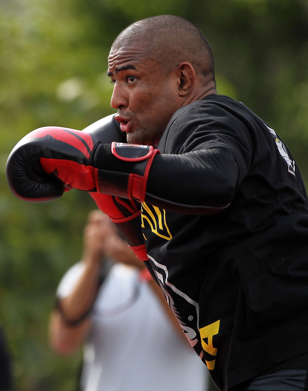 BELO HORIZONTE, BRAZIL - JUNE 20:   Sergio Moraes works out for the fans and media during the UFC 147 open workouts at Praca da Estacao on June 20, 2012 in Belo Horizonte, Brazil.  (Photo by Josh Hedges/Zuffa LLC/Zuffa LLC via Getty Images)