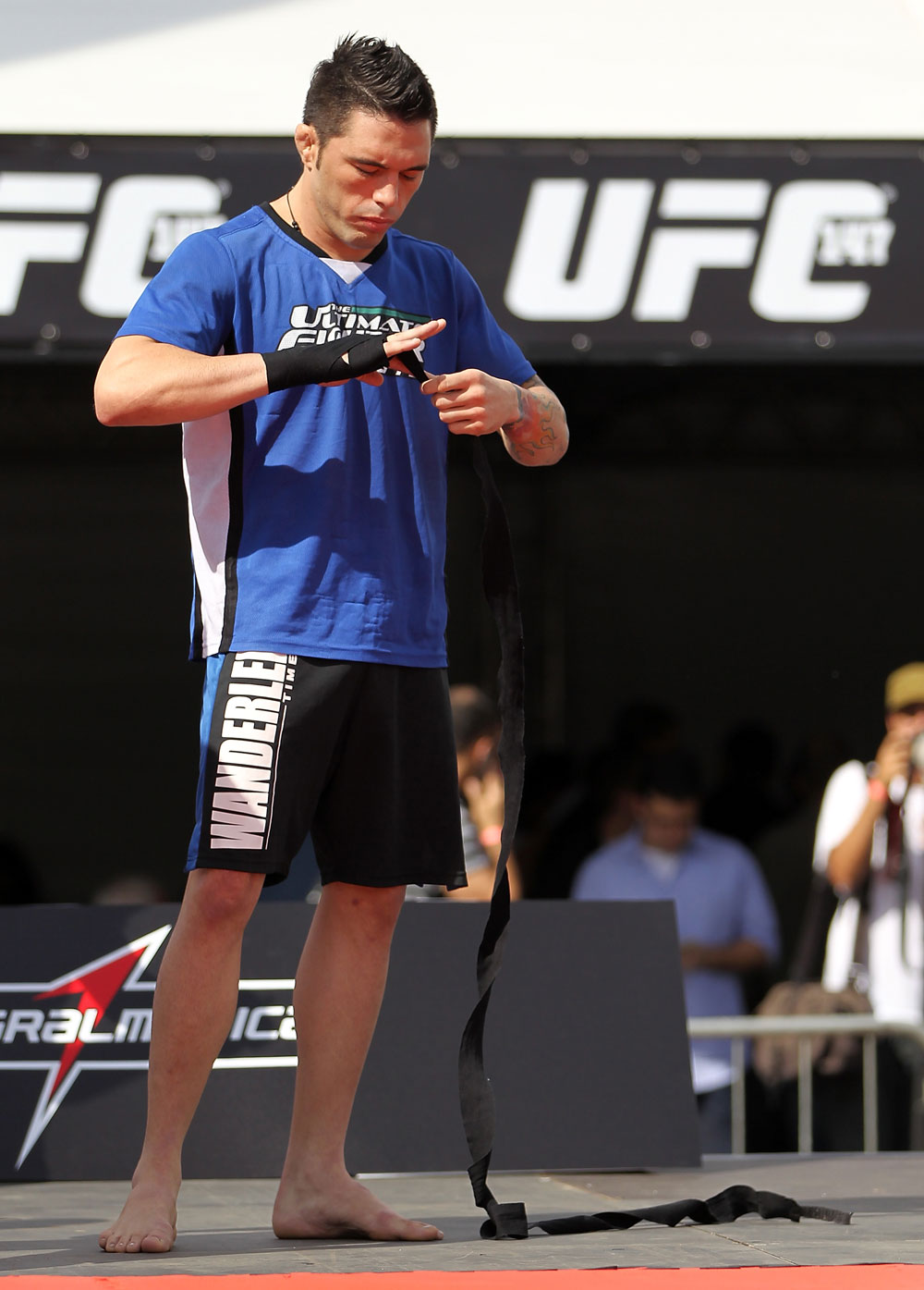 BELO HORIZONTE, BRAZIL - JUNE 20:   Rony Mariano Bezerra works out for the fans and media during the UFC 147 open workouts at Praca da Estacao on June 20, 2012 in Belo Horizonte, Brazil.  (Photo by Josh Hedges/Zuffa LLC/Zuffa LLC via Getty Images)