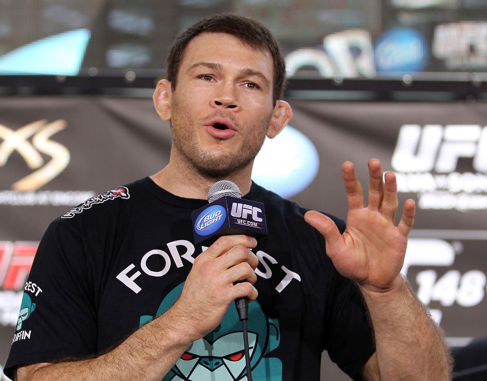 LAS VEGAS, NV - JULY 5: Forrest Griffin attends a pre-fight news conference before the UFC 148 Open Workouts inside XS nightclub at the Encore on July 5, 2012 in Las Vegas, Nevada. (Photo by Josh Hedges/Zuffa LLC/Zuffa LLC via Getty Images)