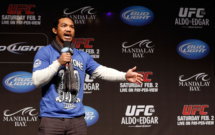 LAS VEGAS, NV - FEBRUARY 01:  UFC lightweight champion Benson Henderson interacts with fans during a Q&A session before the UFC 156 weigh-in on February 1, 2013 at Mandalay Bay Events Center in Las Vegas, Nevada.  (Photo by Josh Hedges/Zuffa LLC/Zuffa LLC via Getty Images)