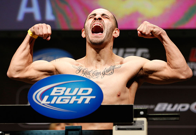LAS VEGAS, NV - FEBRUARY 01:  Chico Camus weighs in during the UFC 156 weigh-in on February 1, 2013 at Mandalay Bay Events Center in Las Vegas, Nevada.  (Photo by Josh Hedges/Zuffa LLC/Zuffa LLC via Getty Images)