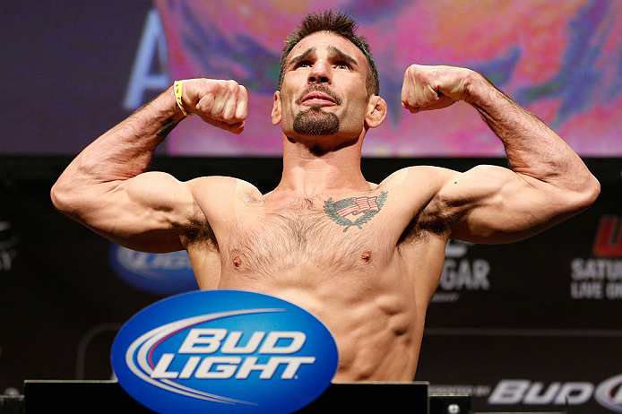 LAS VEGAS, NV - FEBRUARY 01:  Isaac Vallie-Flag weighs in during the UFC 156 weigh-in on February 1, 2013 at Mandalay Bay Events Center in Las Vegas, Nevada.  (Photo by Josh Hedges/Zuffa LLC/Zuffa LLC via Getty Images)