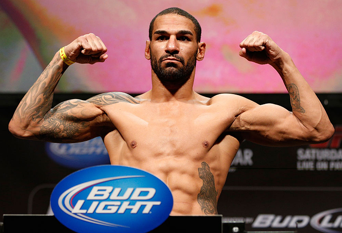LAS VEGAS, NV - FEBRUARY 01:  Jay Hieron weighs in during the UFC 156 weigh-in on February 1, 2013 at Mandalay Bay Events Center in Las Vegas, Nevada.  (Photo by Josh Hedges/Zuffa LLC/Zuffa LLC via Getty Images)