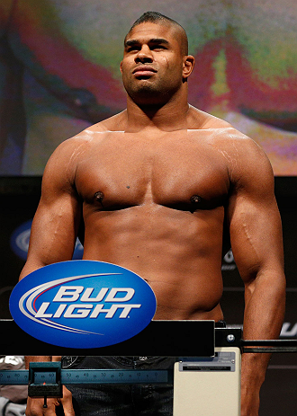 LAS VEGAS, NV - FEBRUARY 01:  Alistair Overeem weighs in during the UFC 156 weigh-in on February 1, 2013 at Mandalay Bay Events Center in Las Vegas, Nevada.  (Photo by Josh Hedges/Zuffa LLC/Zuffa LLC via Getty Images)