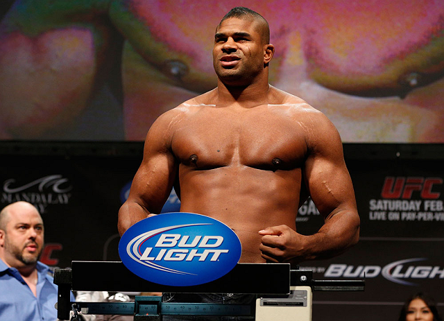LAS VEGAS, NV - FEBRUARY 01:  Alistair Overeem weighs in during the UFC 156 weigh-in on February 1, 2013 at Mandalay Bay Events Center in Las Vegas, Nevada.  (Photo by Josh Hedges/Zuffa LLC/Zuffa LLC via Getty Images)