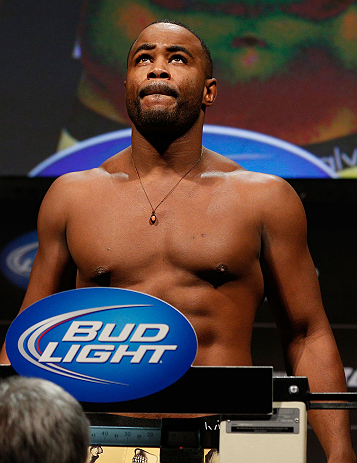 LAS VEGAS, NV - FEBRUARY 01:  Rashad Evans weighs in during the UFC 156 weigh-in on February 1, 2013 at Mandalay Bay Events Center in Las Vegas, Nevada.  (Photo by Josh Hedges/Zuffa LLC/Zuffa LLC via Getty Images)