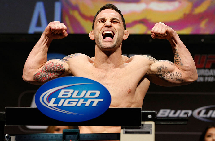 LAS VEGAS, NV - FEBRUARY 01:  Frankie Edgar weighs in during the UFC 156 weigh-in on February 1, 2013 at Mandalay Bay Events Center in Las Vegas, Nevada.  (Photo by Josh Hedges/Zuffa LLC/Zuffa LLC via Getty Images)