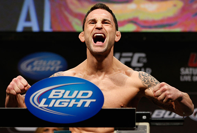 LAS VEGAS, NV - FEBRUARY 01:  Frankie Edgar weighs in during the UFC 156 weigh-in on February 1, 2013 at Mandalay Bay Events Center in Las Vegas, Nevada.  (Photo by Josh Hedges/Zuffa LLC/Zuffa LLC via Getty Images)
