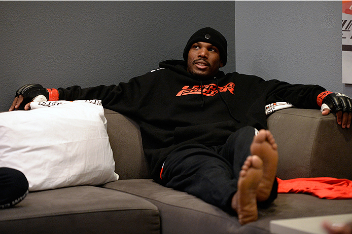 LAS VEGAS, NV - OCTOBER 29: Team Edgar fighter Todd Monaghan rest after warming up before he faces Team Penn fighter Daniel Spohn in their preliminary fight during filming of season nineteen of The Ultimate Fighter on October 29, 2013 in Las Vegas, Nevada. (Photo by Jeff Bottari/Zuffa LLC/Zuffa LLC via Getty Images) *** Local Caption ***Todd Monaghan