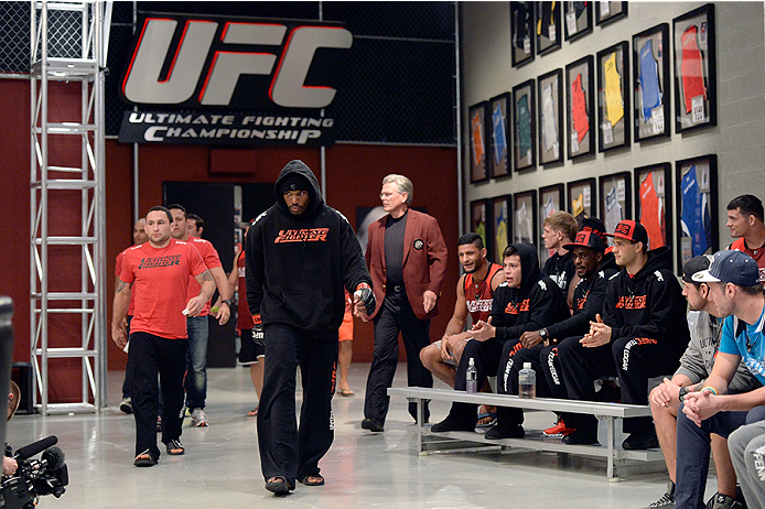 LAS VEGAS, NV - OCTOBER 29: Team Edgar fighter Todd Monaghan enters the gym before facing Team Penn fighter Daniel Spohn in their preliminary fight during filming of season nineteen of The Ultimate Fighter on October 29, 2013 in Las Vegas, Nevada. (Photo by Jeff Bottari/Zuffa LLC/Zuffa LLC via Getty Images) *** Local Caption ***Todd Monaghan
