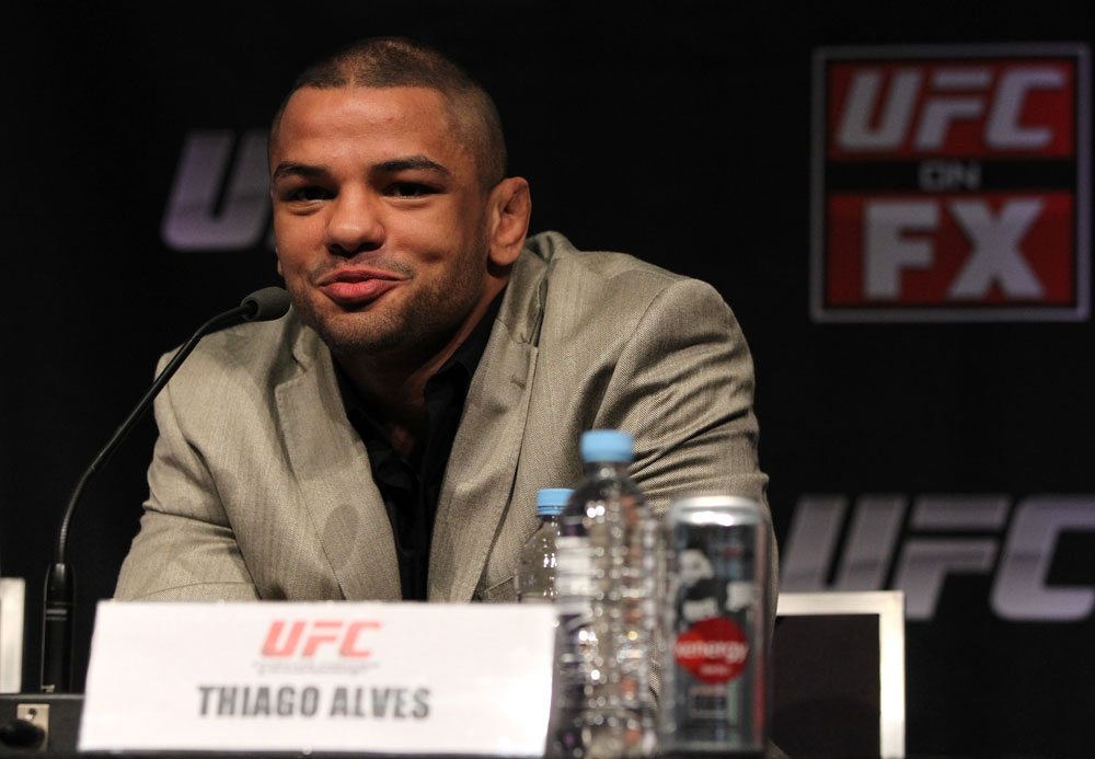 SYDNEY, AUSTRALIA - MARCH 01:  Thiago Alves attends the UFC on FX press conference at the Star Casino on March 1, 2012 in Sydney, Australia.  (Photo by Josh Hedges/Zuffa LLC/Zuffa LLC via Getty Images) *** Local Caption *** Thiago Alves