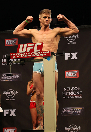 LAS VEGAS, NV - DECEMBER 14:  Mike Pyle weighs in during TUF 16 Finale weigh in on December 14, 2012  at the Joint at the Hard Rock in Las Vegas, Nevada.  (Photo by Jim Kemper/Zuffa LLC/Zuffa LLC via Getty Images)
