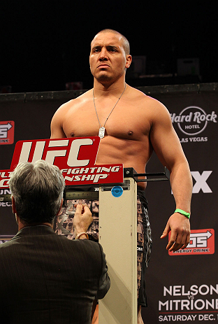 LAS VEGAS, NV - DECEMBER 14:  Pat Barry weighs in during TUF 16 Finale weigh in on December 14, 2012  at the Joint at the Hard Rock in Las Vegas, Nevada.  (Photo by Jim Kemper/Zuffa LLC/Zuffa LLC via Getty Images)