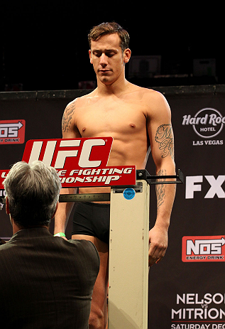 LAS VEGAS, NV - DECEMBER 14:  Mike Ricci weighs in during TUF 16 Finale weigh in on December 14, 2012  at the Joint at the Hard Rock in Las Vegas, Nevada.  (Photo by Jim Kemper/Zuffa LLC/Zuffa LLC via Getty Images)