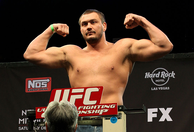 LAS VEGAS, NV - DECEMBER 14:  Matt Mitrione weighs in during TUF 16 Finale weigh in on December 14, 2012  at the Joint at the Hard Rock in Las Vegas, Nevada.  (Photo by Jim Kemper/Zuffa LLC/Zuffa LLC via Getty Images)