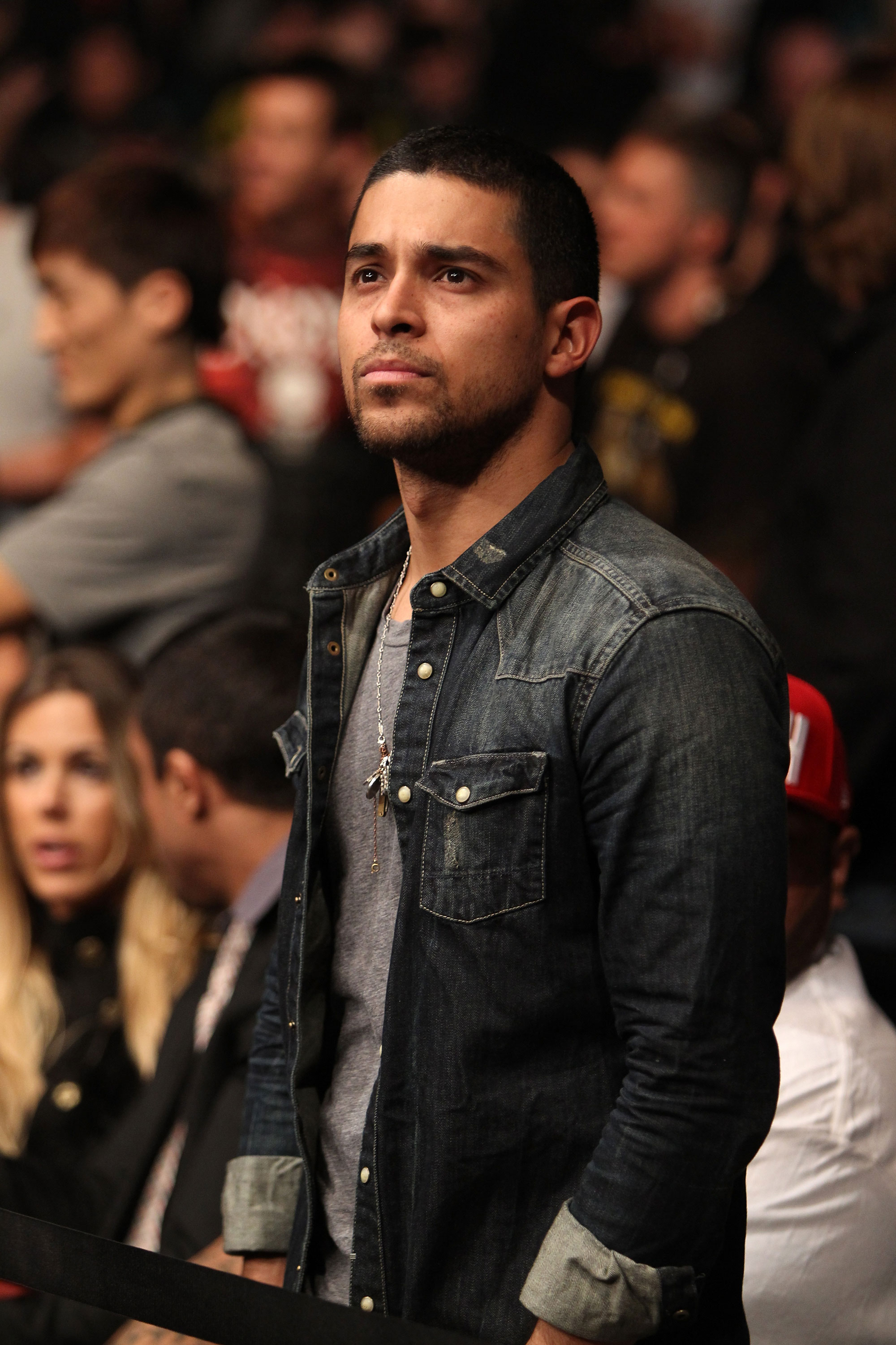 LAS VEGAS, NV - DECEMBER 30: Wilmer Valderrama watches the Jon Fitch/Johny Hendricks fight during the UFC 141 event at the MGM Grand Garden Arena on December 30, 2011 in Las Vegas, Nevada. (Photo by Josh Hedges/Zuffa LLC/Zuffa LLC via Getty Images) *** Local Caption *** Wilmer Valderrama