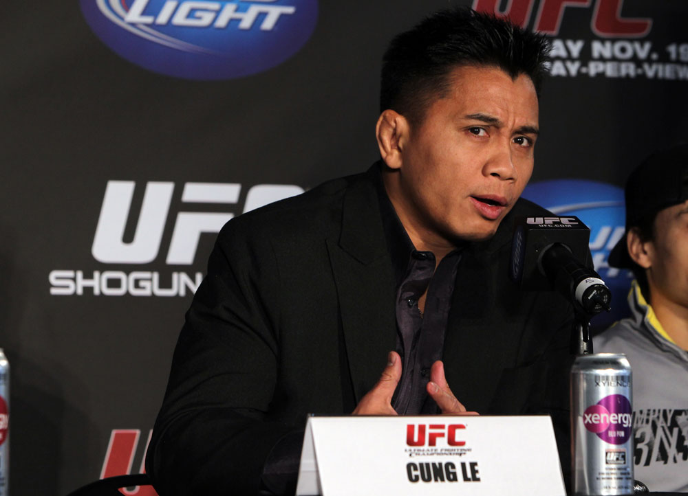 SAN FRANCISCO, CA - NOVEMBER 17: Cung Le attends the UFC 139 pre-fight press conference at the Fort Mason Center on November 17, 2011 in San Francisco, California. (Photo by Josh Hedges/Zuffa LLC/Zuffa LLC via Getty Images)