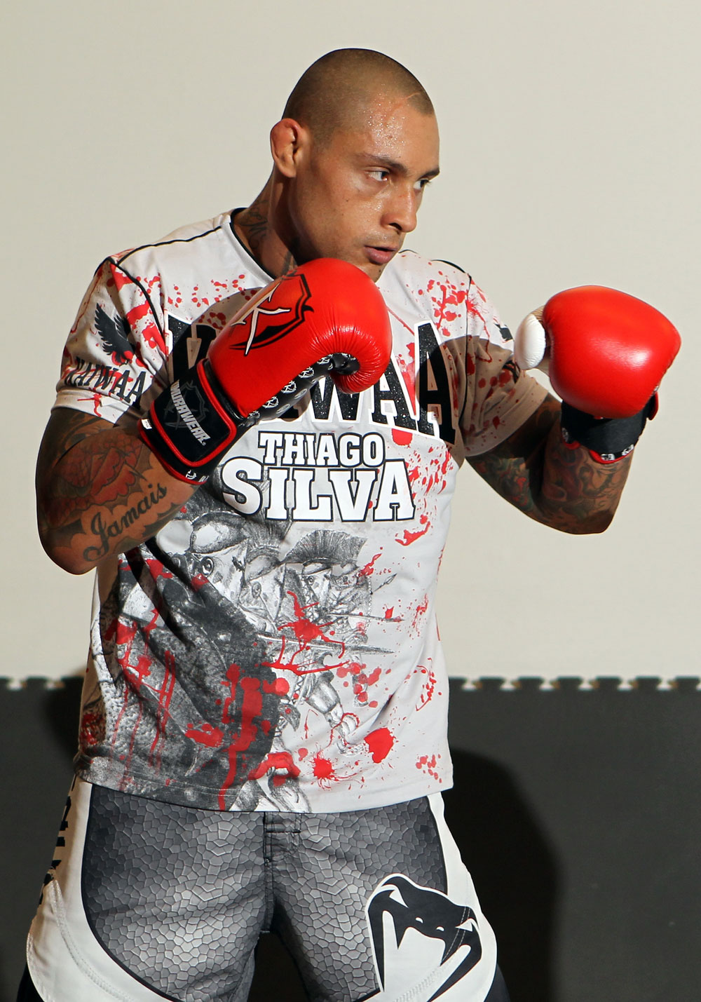 STOCKHOLM, SWEDEN - APRIL 11: Thiago Silva works out for the media during the UFC open workouts at Pancrase Gym on April 11, 2012 in Stockholm, Sweden. (Photo by Josh Hedges/Zuffa LLC/Zuffa LLC via Getty Images)