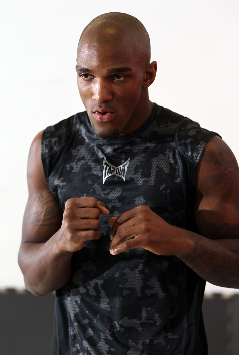 STOCKHOLM, SWEDEN - APRIL 11: Francis Carmont works out for the media during the UFC open workouts at Pancrase Gym on April 11, 2012 in Stockholm, Sweden. (Photo by Josh Hedges/Zuffa LLC/Zuffa LLC via Getty Images)