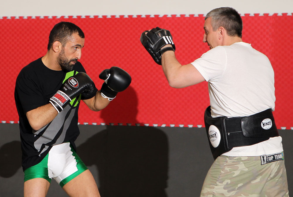 STOCKHOLM, SWEDEN - APRIL 11: Reza Madadi works out for the media during the UFC open workouts at Pancrase Gym on April 11, 2012 in Stockholm, Sweden. (Photo by Josh Hedges/Zuffa LLC/Zuffa LLC via Getty Images)