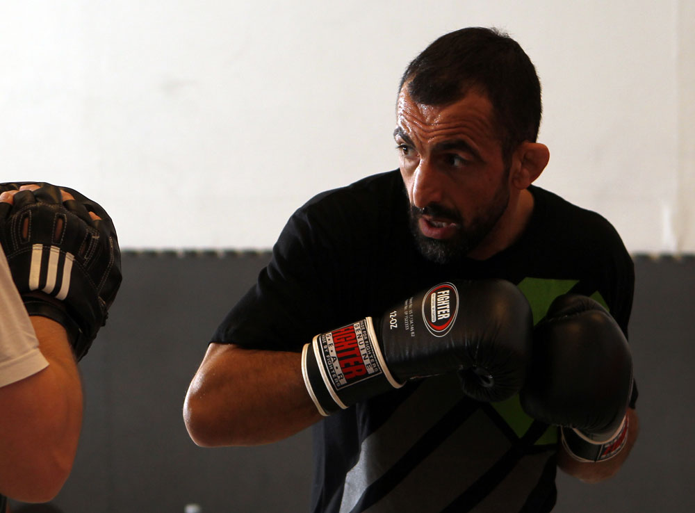 STOCKHOLM, SWEDEN - APRIL 11: Reza Madadi works out for the media during the UFC open workouts at Pancrase Gym on April 11, 2012 in Stockholm, Sweden. (Photo by Josh Hedges/Zuffa LLC/Zuffa LLC via Getty Images)