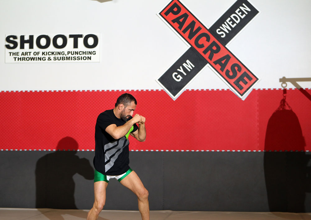 STOCKHOLM, SWEDEN - APRIL 11: Reza Madadi works out for the media during the UFC open workouts at Pancrase Gym on April 11, 2012 in Stockholm, Sweden. (Photo by Josh Hedges/Zuffa LLC/Zuffa LLC via Getty Images)