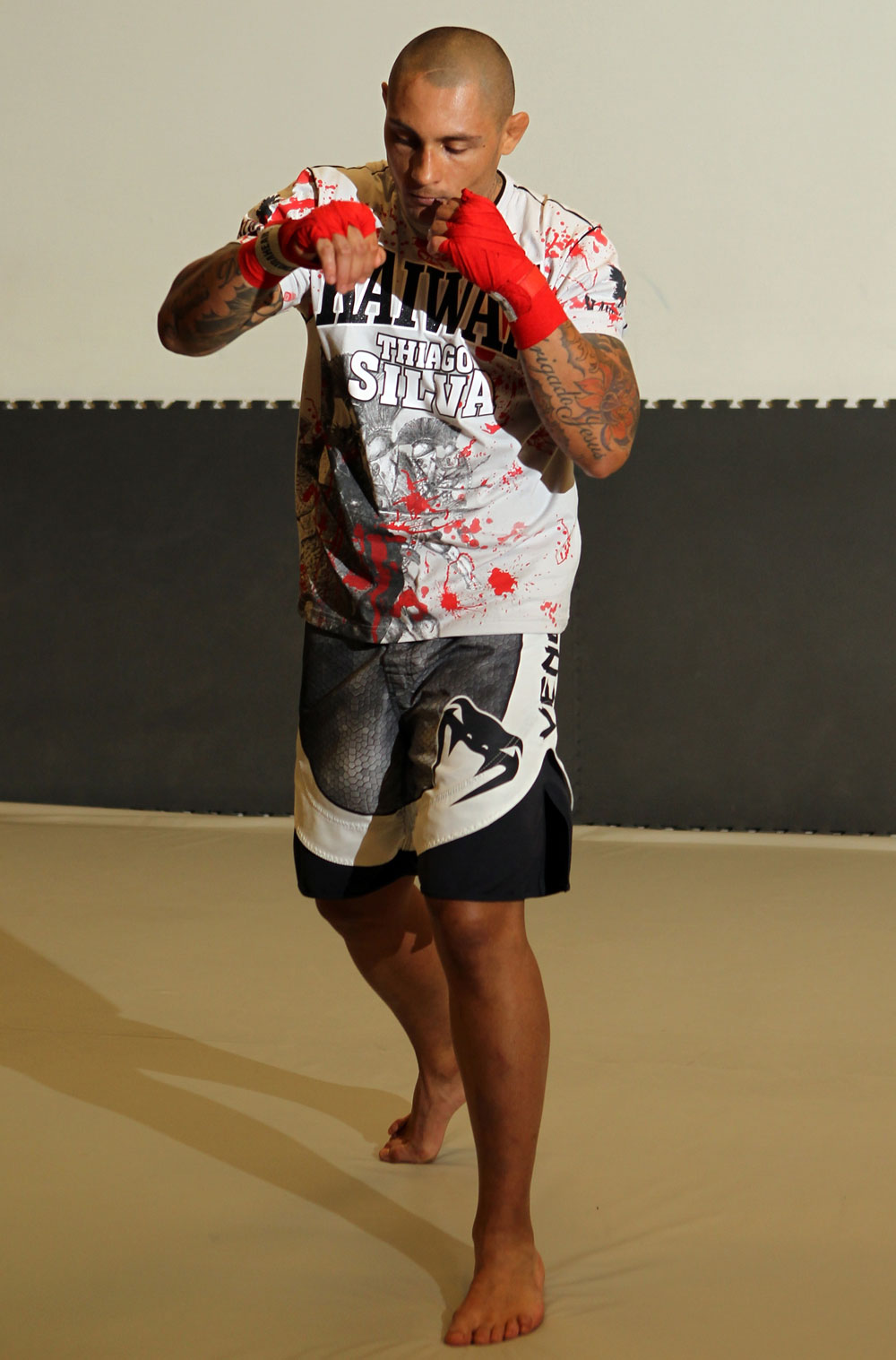 STOCKHOLM, SWEDEN - APRIL 11: Thiago Silva of Brazil works out for the media during the UFC open workouts at Pancrase Gym on April 11, 2012 in Stockholm, Sweden. (Photo by Josh Hedges/Zuffa LLC/Zuffa LLC via Getty Images)