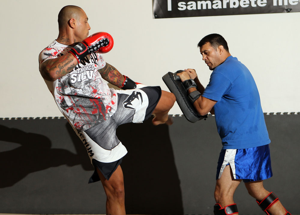 STOCKHOLM, SWEDEN - APRIL 11: Thiago Silva of Brazil works out for the media during the UFC open workouts at Pancrase Gym on April 11, 2012 in Stockholm, Sweden. (Photo by Josh Hedges/Zuffa LLC/Zuffa LLC via Getty Images)