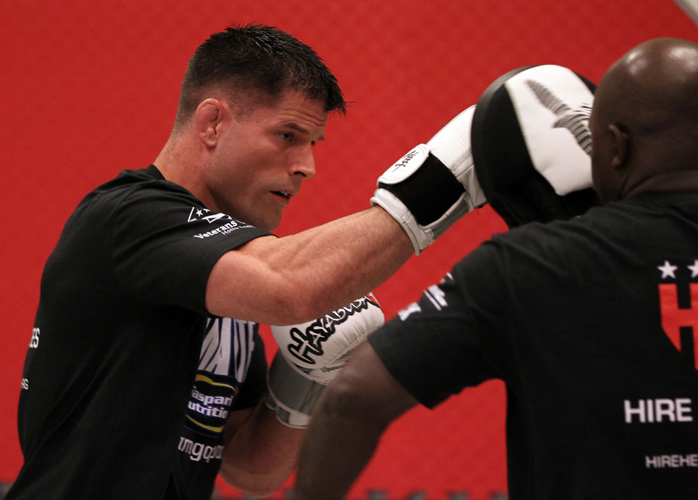 STOCKHOLM, SWEDEN - APRIL 11: Brian Stann of the United States works out for the media during the UFC open workouts at Pancrase Gym on April 11, 2012 in Stockholm, Sweden. (Photo by Josh Hedges/Zuffa LLC/Zuffa LLC via Getty Images)
