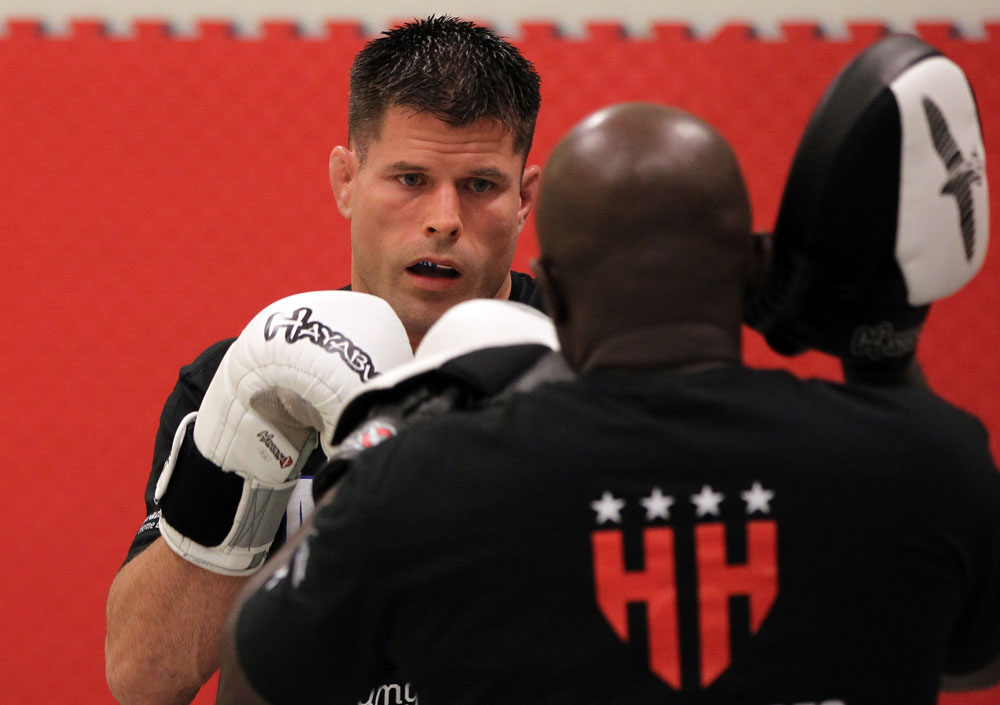 STOCKHOLM, SWEDEN - APRIL 11: Brian Stann of the United States works out for the media during the UFC open workouts at Pancrase Gym on April 11, 2012 in Stockholm, Sweden. (Photo by Josh Hedges/Zuffa LLC/Zuffa LLC via Getty Images)