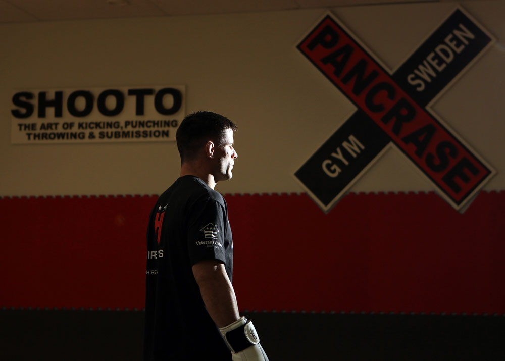 STOCKHOLM, SWEDEN - APRIL 11: Brian Stann of the United States works out for the media during the UFC open workouts at Pancrase Gym on April 11, 2012 in Stockholm, Sweden. (Photo by Josh Hedges/Zuffa LLC/Zuffa LLC via Getty Images)