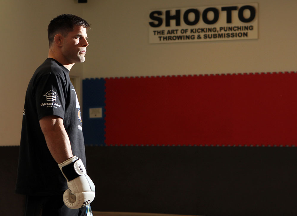 STOCKHOLM, SWEDEN - APRIL 11: Brian Stann of the United States works out for the media during the UFC open workouts at Pancrase Gym on April 11, 2012 in Stockholm, Sweden. (Photo by Josh Hedges/Zuffa LLC/Zuffa LLC via Getty Images)