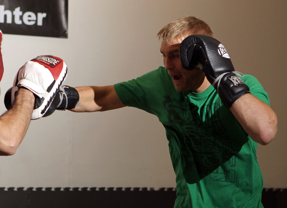 STOCKHOLM, SWEDEN - APRIL 11: Alexander Gustafsson of Sweden works out for the media during the UFC open workouts at Pancrase Gym on April 11, 2012 in Stockholm, Sweden. (Photo by Josh Hedges/Zuffa LLC/Zuffa LLC via Getty Images)