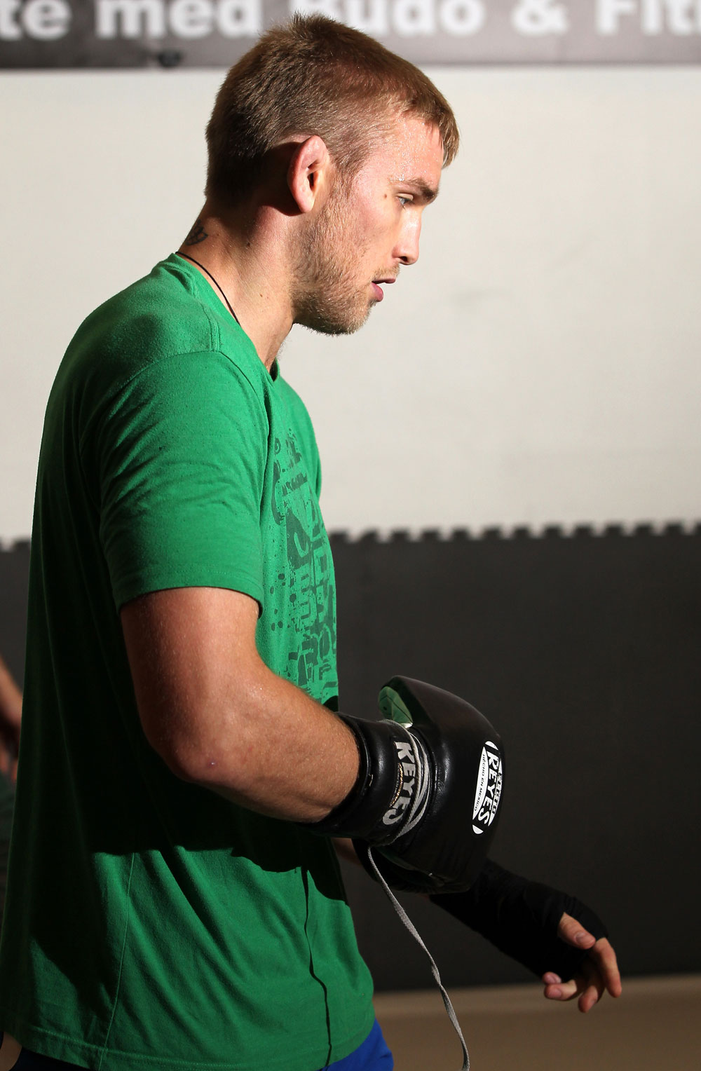 STOCKHOLM, SWEDEN - APRIL 11: Alexander Gustafsson of Sweden works out for the media during the UFC open workouts at Pancrase Gym on April 11, 2012 in Stockholm, Sweden. (Photo by Josh Hedges/Zuffa LLC/Zuffa LLC via Getty Images)