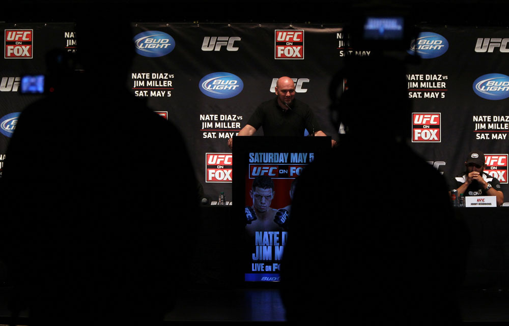 NEW YORK, NY - MAY 03: UFC President Dana White attends the UFC on FOX pre-fight press conference at Beacon Theatre on May 3, 2012 in New York City. (Photo by Josh Hedges/Zuffa LLC/Zuffa LLC via Getty Images)