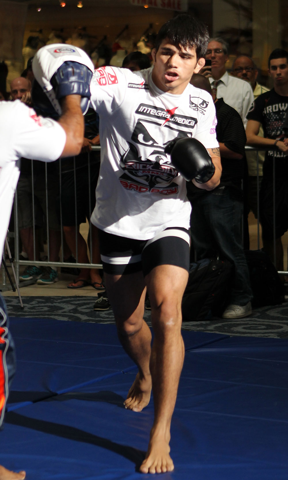 SUNRISE, FL - JUNE 06:   Erick Silva works out for fans and media during the UFC open workouts at Sawgrass Mills Mall on June 6, 2012 in Sunrise, Florida.  (Photo by Josh Hedges/Zuffa LLC/Zuffa LLC via Getty Images)